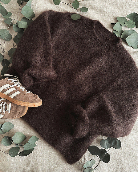 Mohair-Strickpullover in dunkelbraun