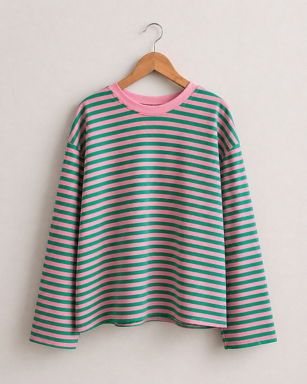 Oversize Longsleeve Stripes Pink/Green