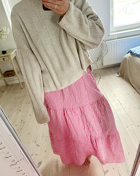 Gingham Maxirock Fuchsie-weiß kariert