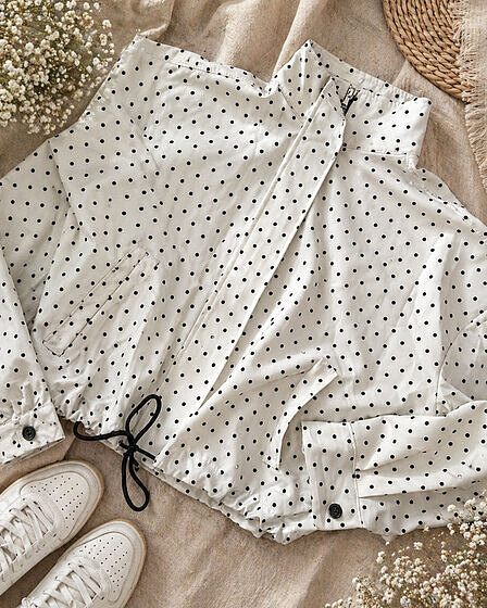 Polka Dot Set – Jacke & Shorts Weiß/Schwarz