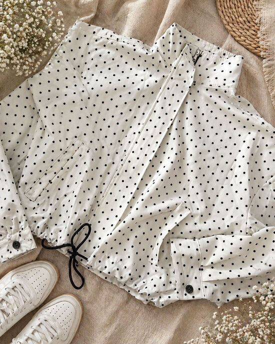 Polka Dot Set – Jacke & Shorts Weiß/Schwarz