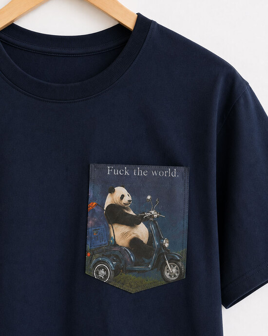 Fuck the World Panda T-Shirt mit Brusttasche