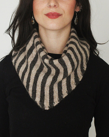 brown/black striped Triangle Scarf in Beige & Brown