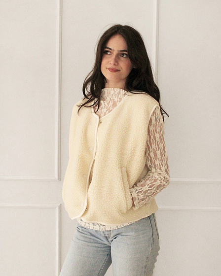 Teddy Fleece Vest Off White