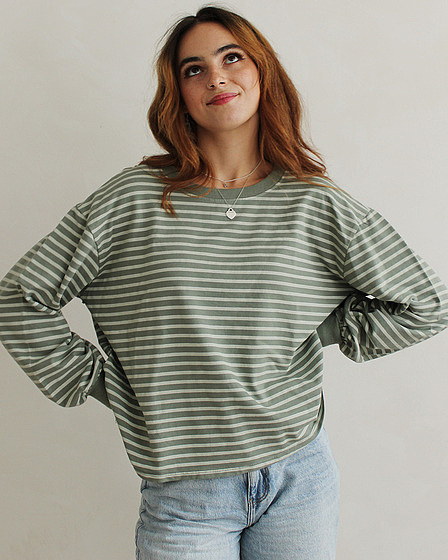 Striped Longsleeve – Sage Green for women