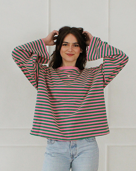 Oversize Longsleeve Stripes Pink/Green