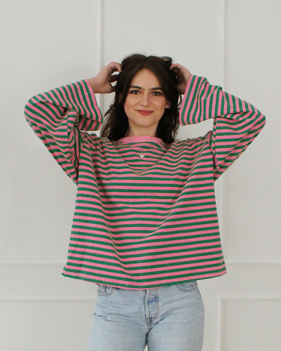 Oversize Longsleeve Stripes Pink/Green