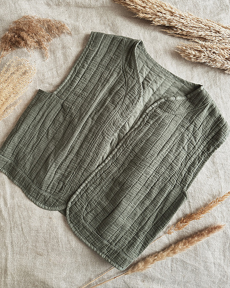 Musselin Weste in Salbeigrün