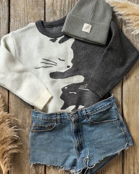 Yin Yang Katzen Strickpullover