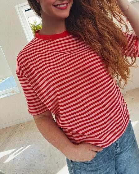 Streifen T-Shirt rot und rosa