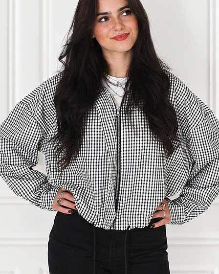 Oversize Jacke Schwarz und Weiß kariert