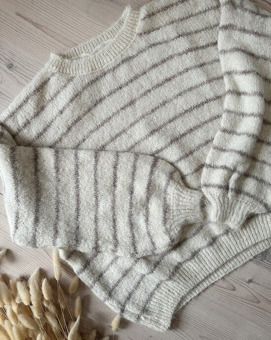 Gestreifter Strickpullover ecru hellgrau Damen