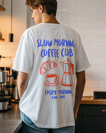 Fairtrade Slow morning Coffee Club T-Shirt für Männer