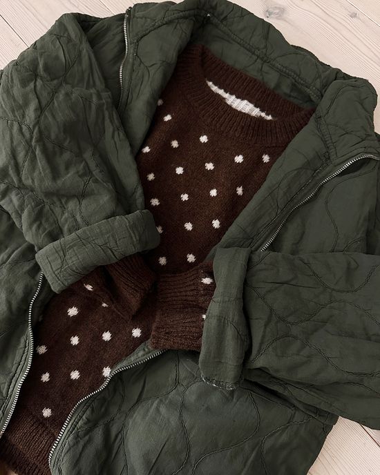Lässige Steppjacke in dunkelgrün
