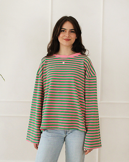 Oversize Longsleeve Stripes Pink/Green