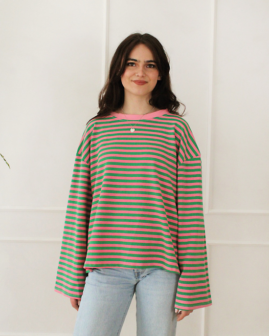 Oversize Longsleeve Stripes Pink/Green