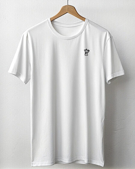 Besticktes Shirt mit schwarzer Espresso-Kanne für Herren