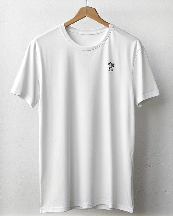 Besticktes Shirt mit schwarzer Espresso-Kanne für Herren