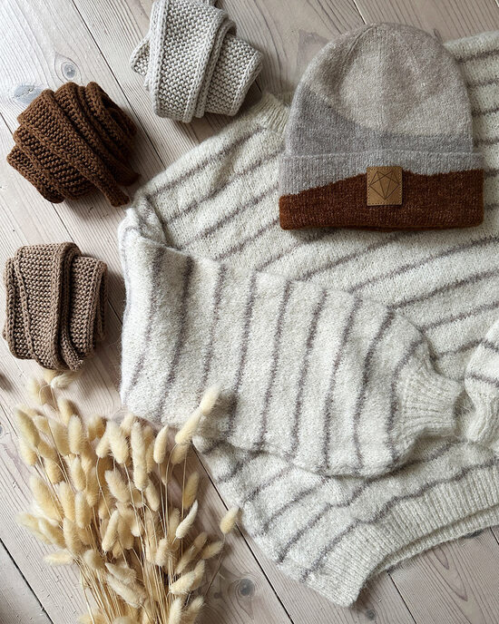 Gestreifter Strickpullover ecru hellgrau Damen