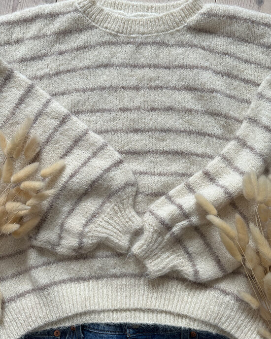 Gestreifter Strickpullover ecru hellgrau Damen