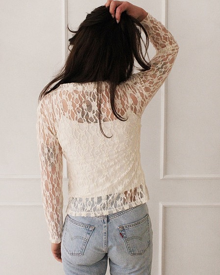 Lace Top Cream Long Sleeve