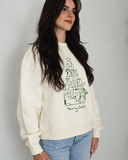 Merry Catmas Tree Sweater in beige
