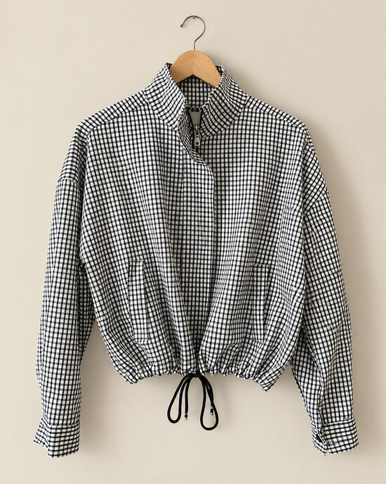 Oversized black and white checkered jacket