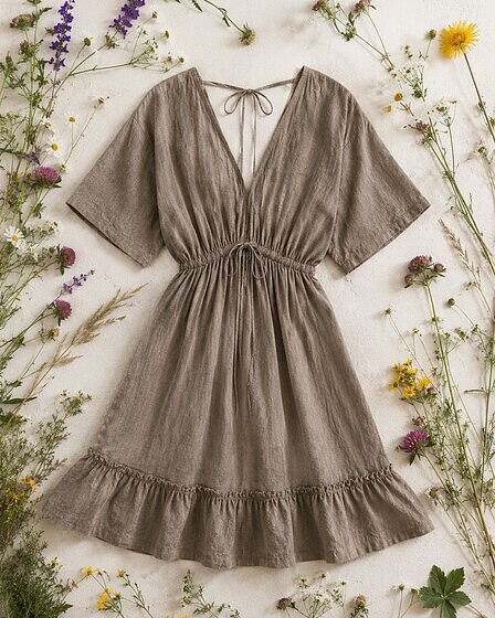Linen Dress in taupe