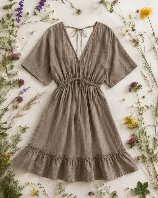 Linen Dress in taupe
