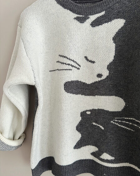Yin Yang Katzen Strickpullover