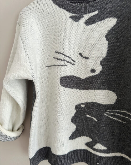 Yin Yang Katzen Strickpullover
