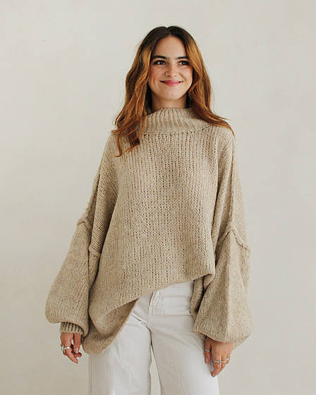 Oversize Strickpullover in beige