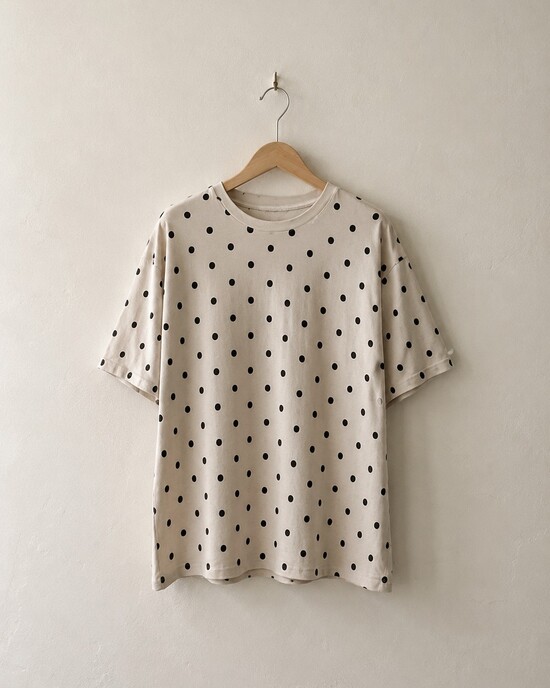 Polka Dot T-Shirt in beige with black dots