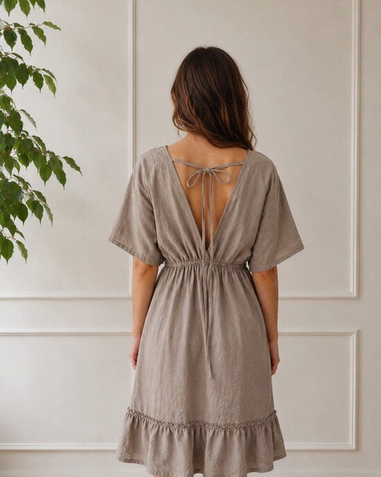 Linen Dress in taupe