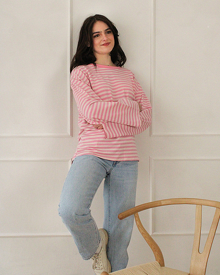 Oversize Longsleeve Stripes Pink