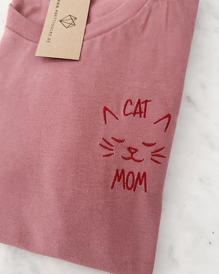 Besticktes Cat Mom Shirt in Mauve