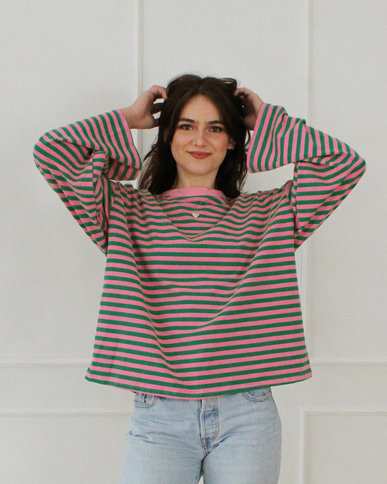 Oversize Longsleeve Stripes Pink/Green