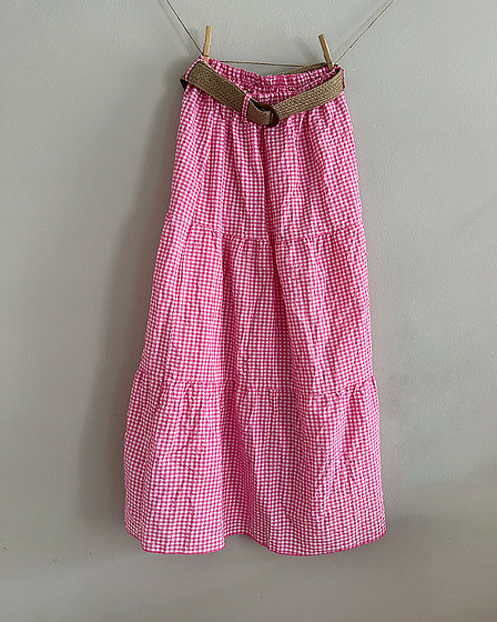 Gingham Maxirock Fuchsie-weiß kariert