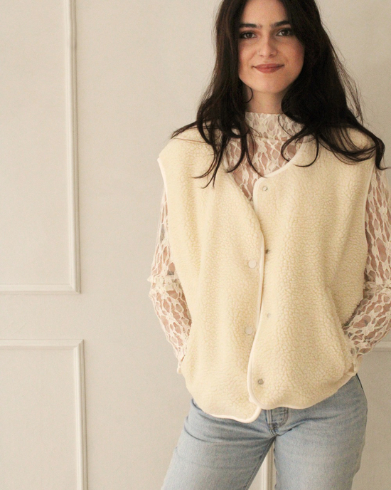 Teddy Fleece Vest Off White