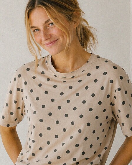 Polka Dot T-Shirt in beige with black dots