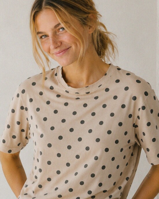 Polka Dot T-Shirt in beige with black dots