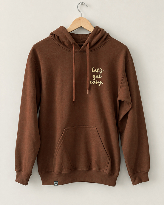 Let's get Cosy Hoodie in braun mit Backprint