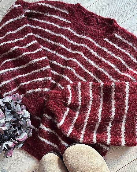 Gestreifter Strickpullover bordeauxrot beige Damen