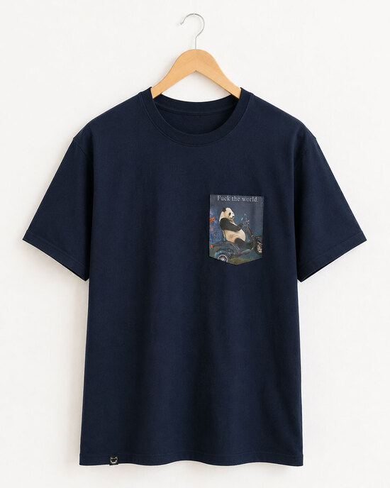 Fuck the World Panda T-Shirt mit Brusttasche