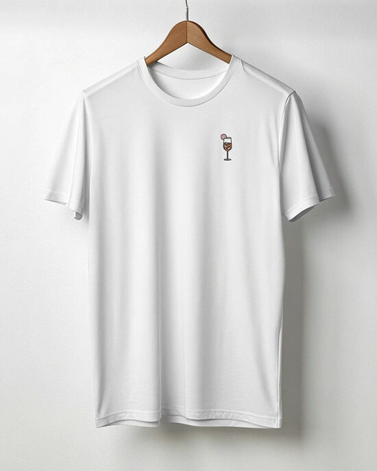 T-Shirt mit Cocktail-Glas Stickerei auf der Brust