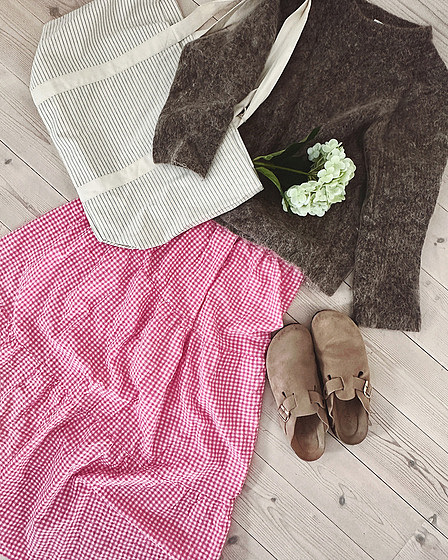 Gingham Maxirock Fuchsie-weiß kariert