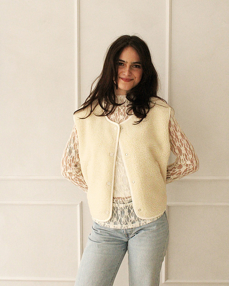 Teddy Fleece Vest Off White