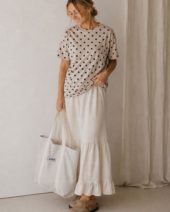 Polka Dot T-Shirt in beige with black dots