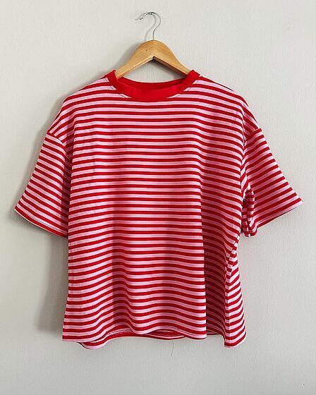 Streifen T-Shirt rot und rosa
