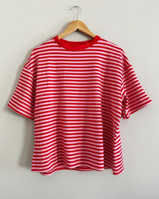 Streifen T-Shirt rot und rosa
